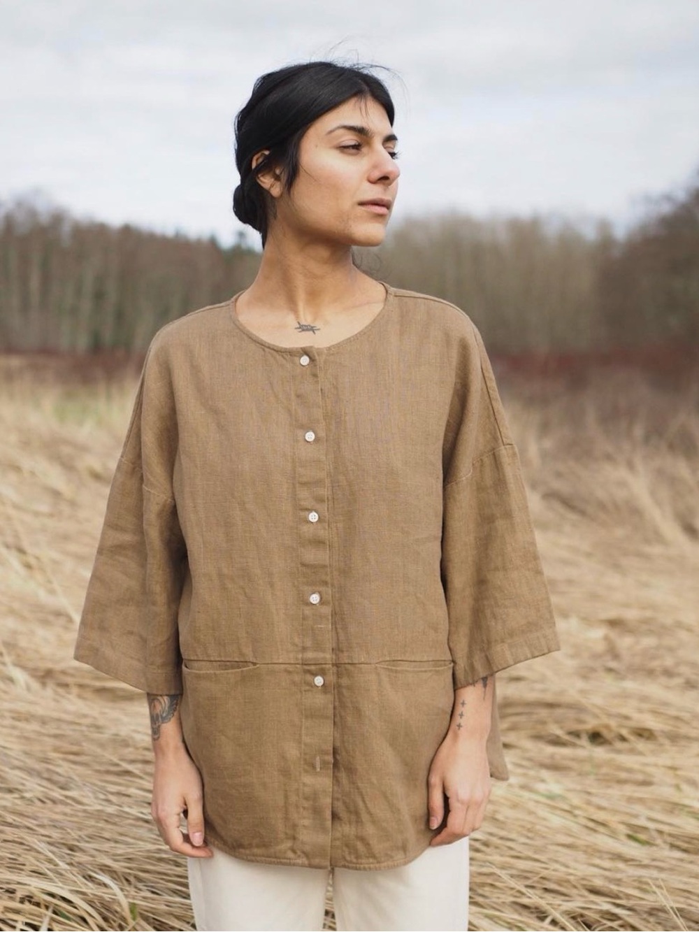 Beaton Linen boxy shacket top 100% linen slow fashion natural clothing